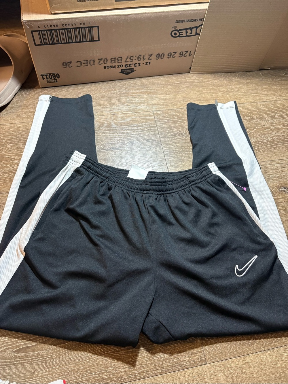 Nike Black Jogger Sweatpants with White Side Stripes